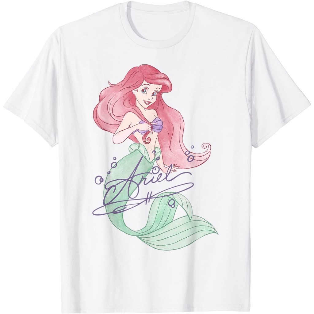 &DM& 76-3 Kaos Dewasa Disney The Little Mermaid Ariel Signed Portrait T ...