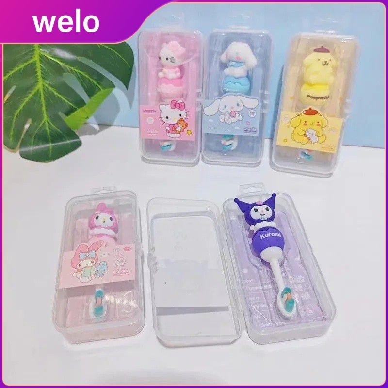 WELO Sanrio Children Toothbrush With Storage Box Cute Cartoon Anime ...