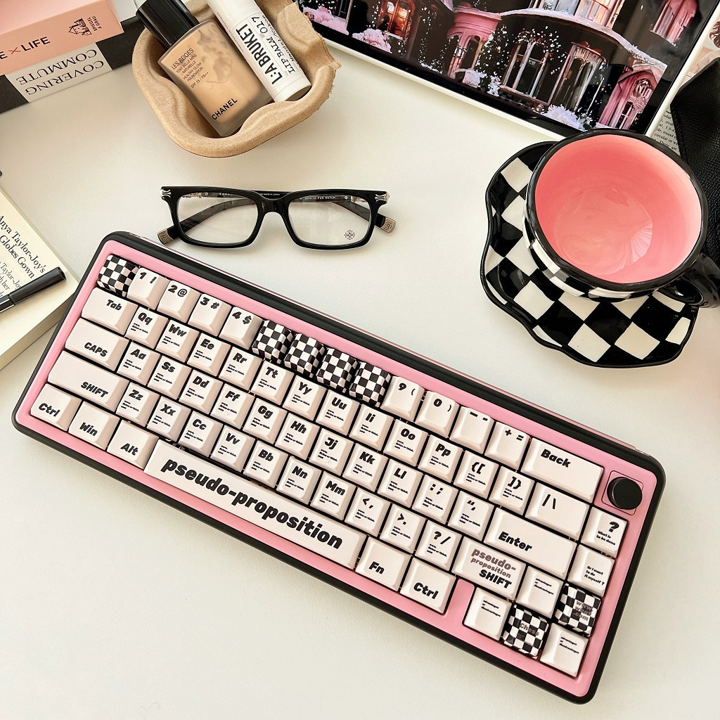 133 Keys Retro Checkerboard Keycap Black White Style Cherry Profile PBT ...