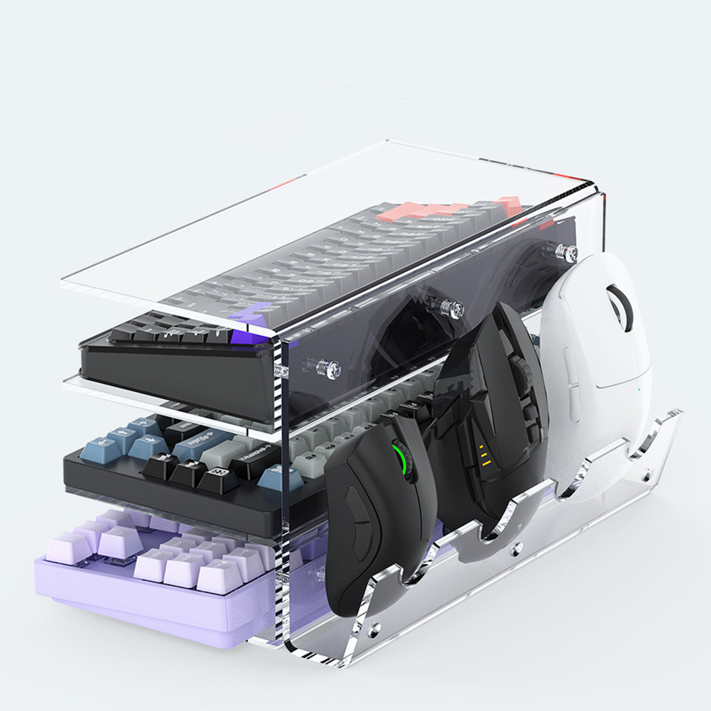 Acrylic Keyboard Mouse Storage Rack 3-Tier Keyboard Display Stand ...