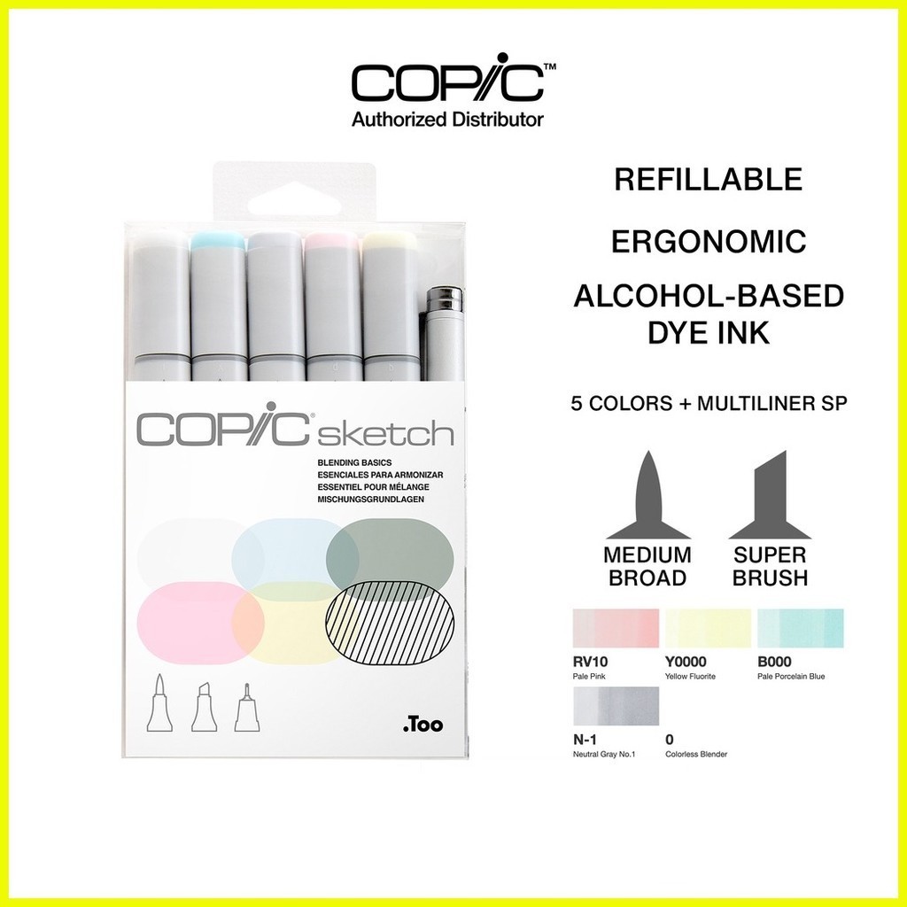 ♞Copic Sketch Marker 6 Colors Blending Basics | Shopee Philippines