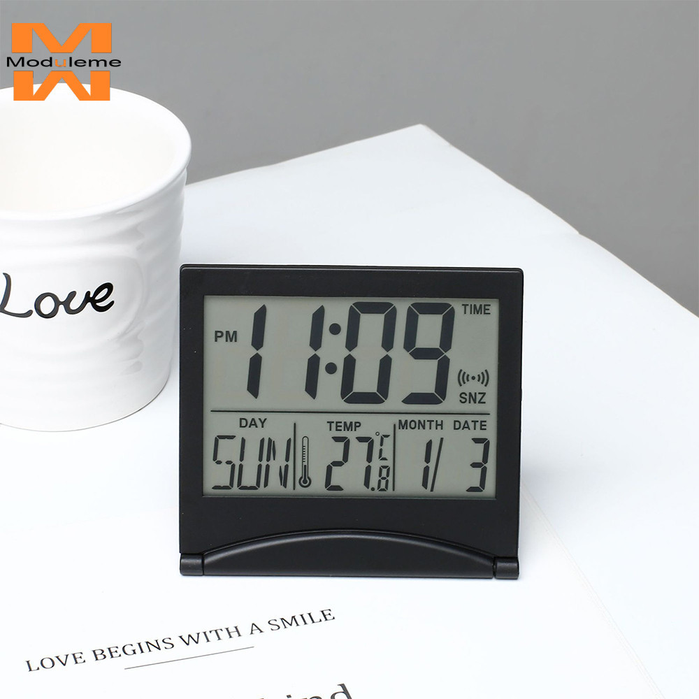 Digital Travel Alarm Clock Foldable Calendar Temperature Timer LCD ...