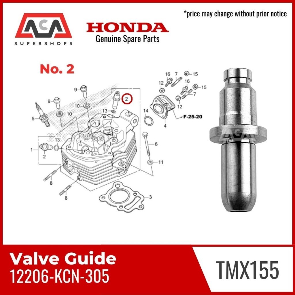 TMX 155 VALVE GUIDE EXHAUST (12206-KCN-305) (HONDA GENUINE PARTS ...