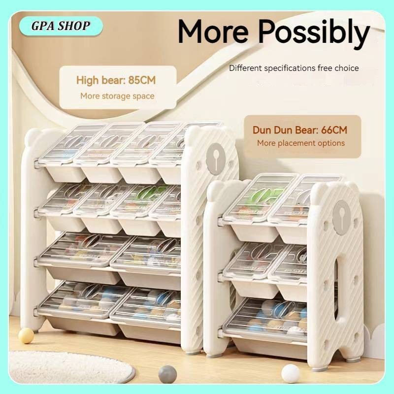 Bear Toy Storage Rack with Cover Kids Play Room Space Saver Minimalist ...
