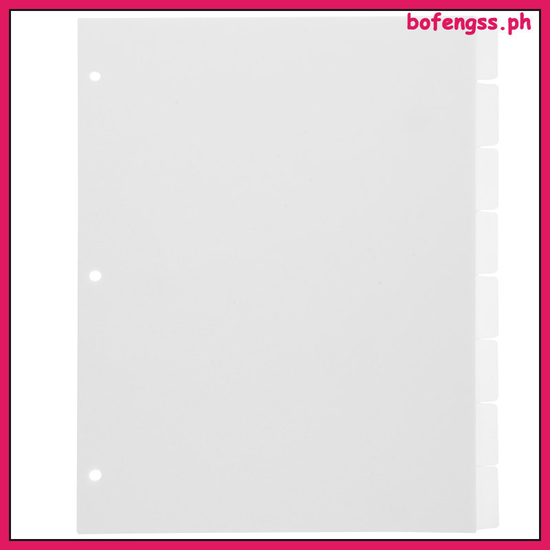 Loose-leaf Index Page Book 3 Holes 8 Pages White Separator Card ...