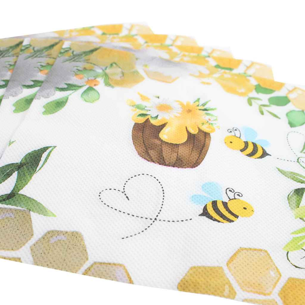 20PCS/PACK Spring Themed Party Bee Flower and Grass Printed Napkins ...