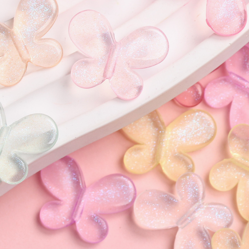 100Pcs Mixed Color Mermaid Himeji Shiny Transparent Butterfly Beads DIY ...