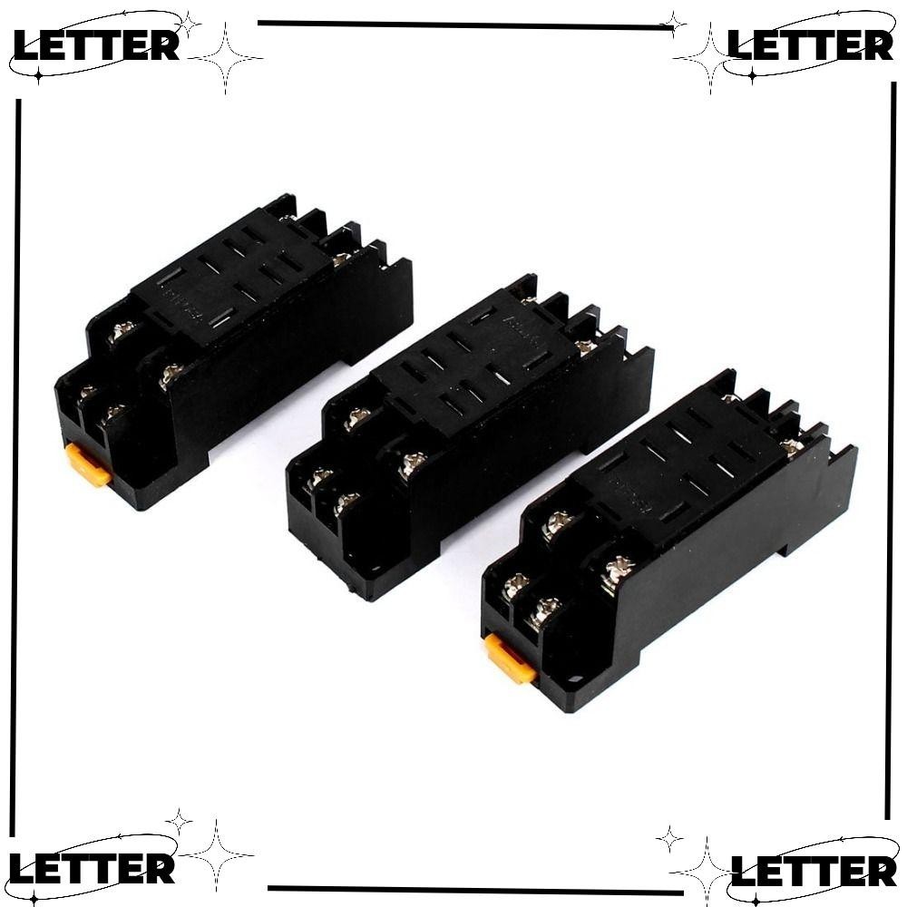 LET 3pcs Relay Socket Base Holder, 8 Terminal 35mm DIN Rail Mounted ...