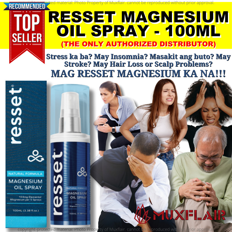 Resset Magnesium Oil Spray For Stress, Anxiety, Headache, Joints