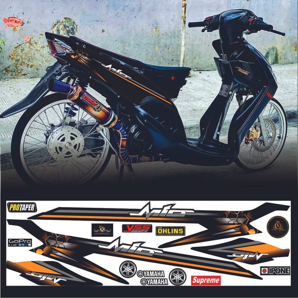 HITAM Pole Variation Sticker Mio Sporty Mio Smile Striping Mio Amore ...