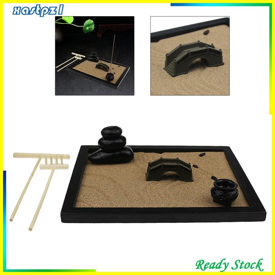 Ready Stock] Mini Zen Garden Set with Free Rake Desktop Rock Sand Set ...