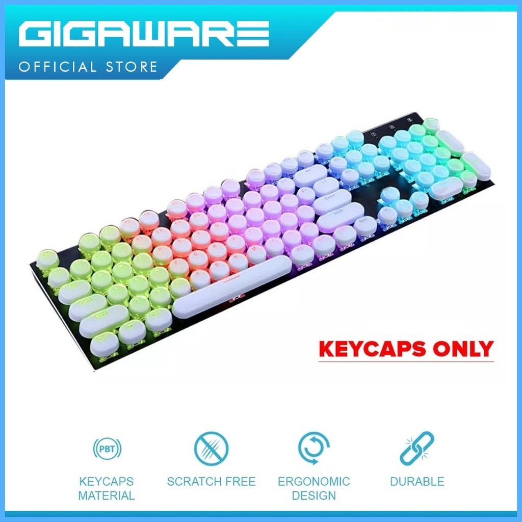 Gigaware Acrylic Double Shot Keycaps Round Typewriter Style for