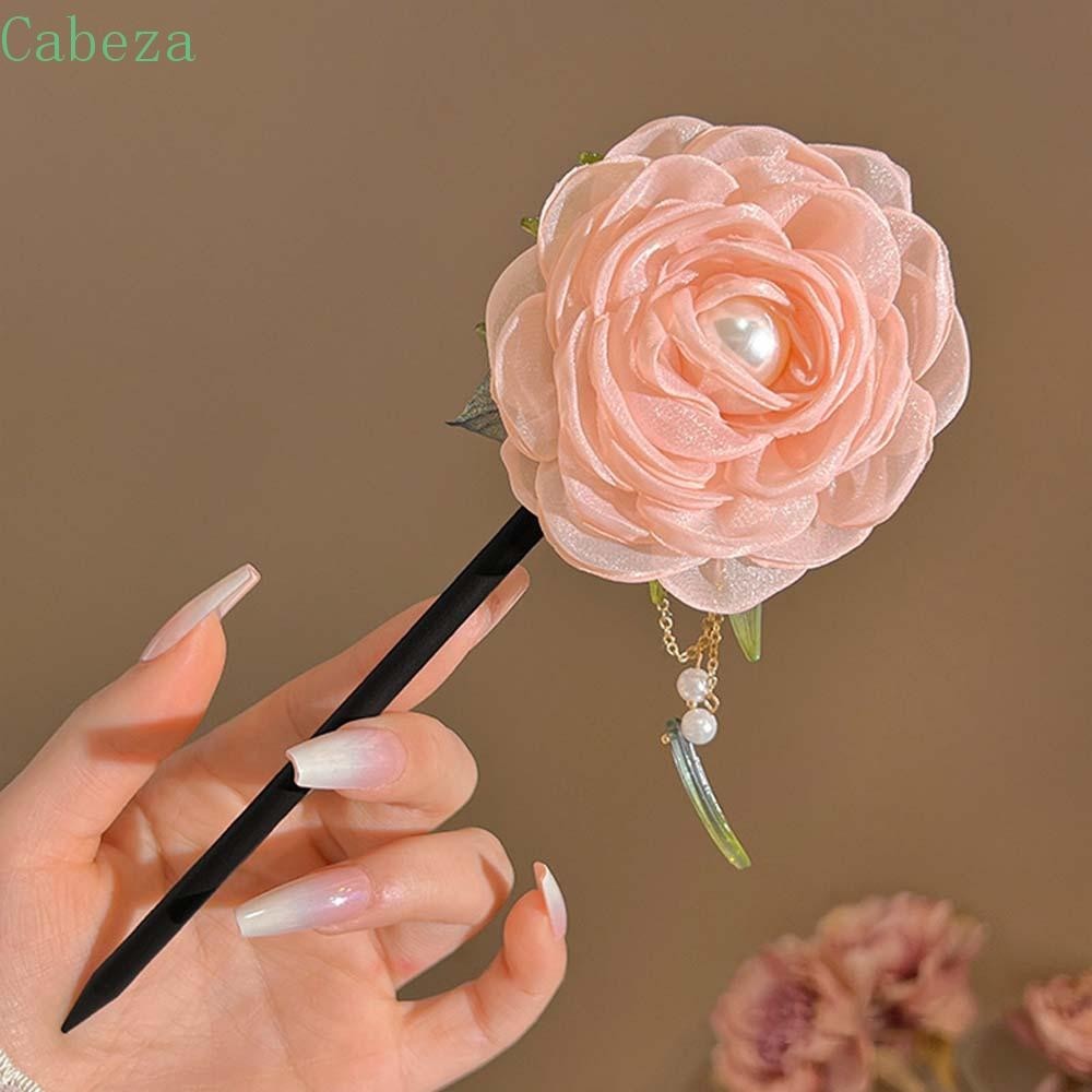 CABEZA Rose Hair Sticks, Cloth Flower Hairstyle Design Tool Rose