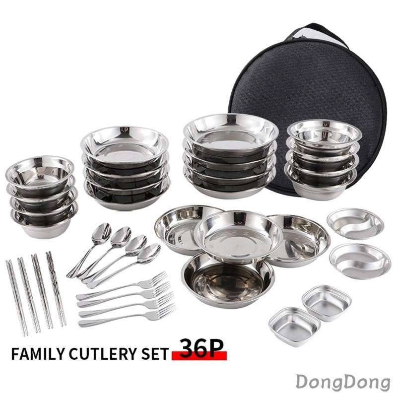 [Dong] Stainless steel plates and bowls, camping utensils for barbecue
