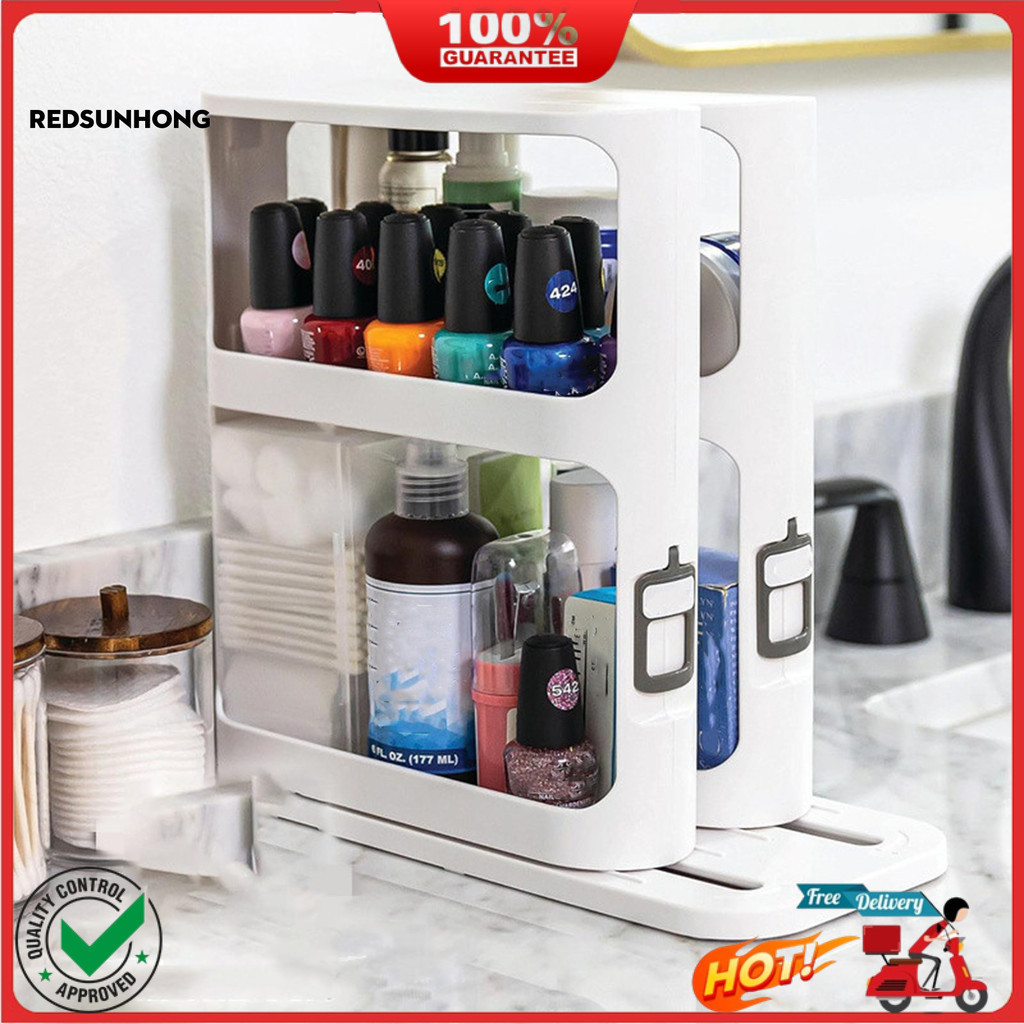 COD← Kitchen Rotating Storage Stand Pull And Rotate Spice Rack Double