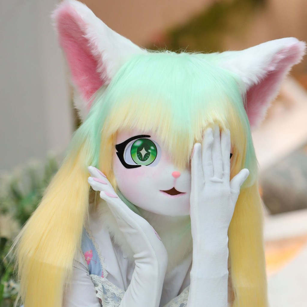 Kigurumi Fursuit Lolita Head Cover Plush Beast Cosplay Mask with ...