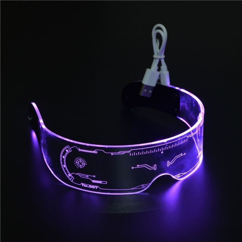 LEDRechargeable Luminous Glasses Tiktok Red Bar Disco Sunglasses ...