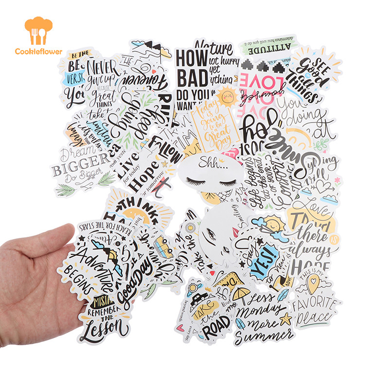 CKFR 50Pcs Motivational Phrases Quotes Waterproof Stickers For Diy ...