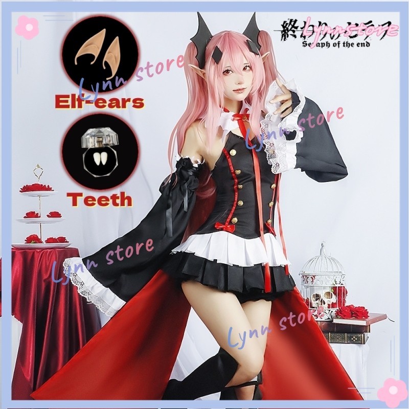 In Stock Krul Tepes Cosplay Seraph Of The End Cosplay Costume Cute Anime Lori Dress Wig Krul