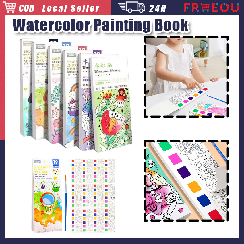 Portable Painting Coloring Book Mini Water Coloring Book for Kids Art ...
