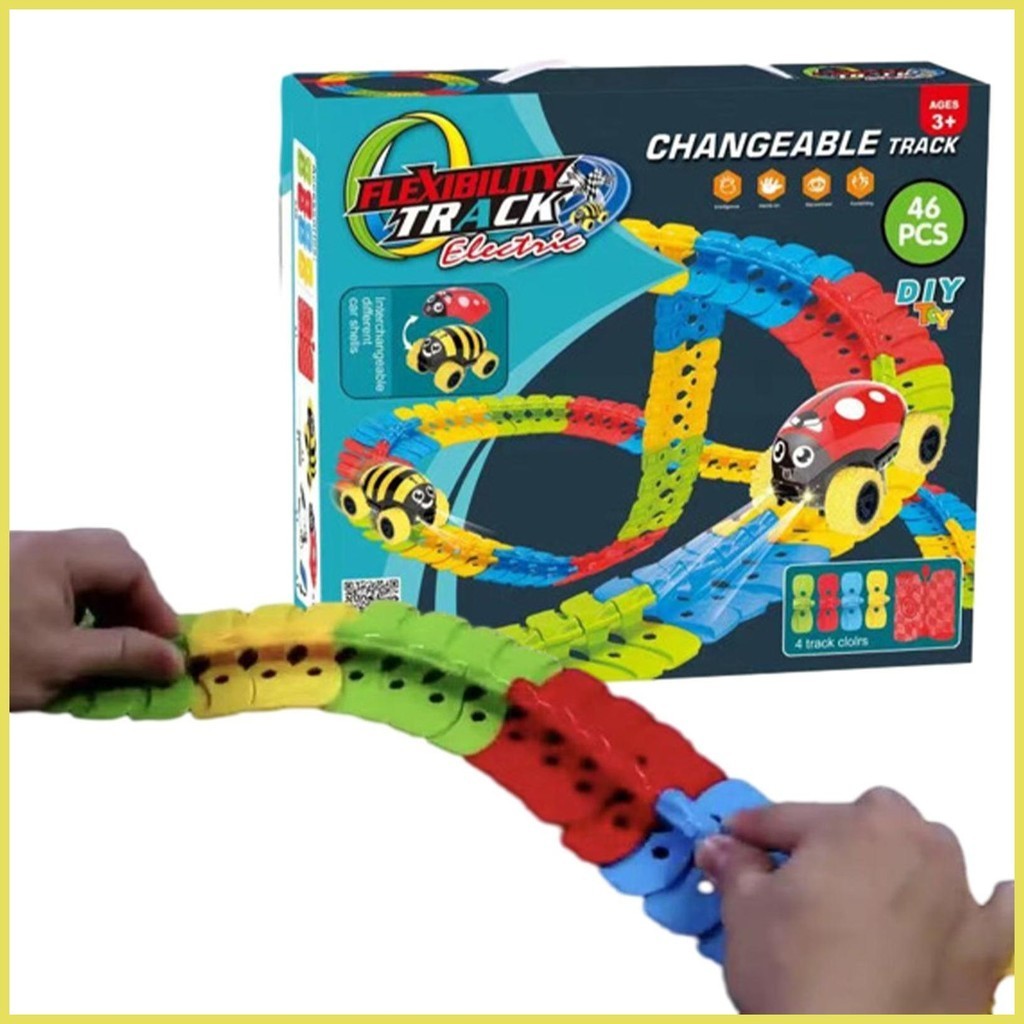 Light up Car Tracks Flexible Children's Car Toy Track with LED Lights ...