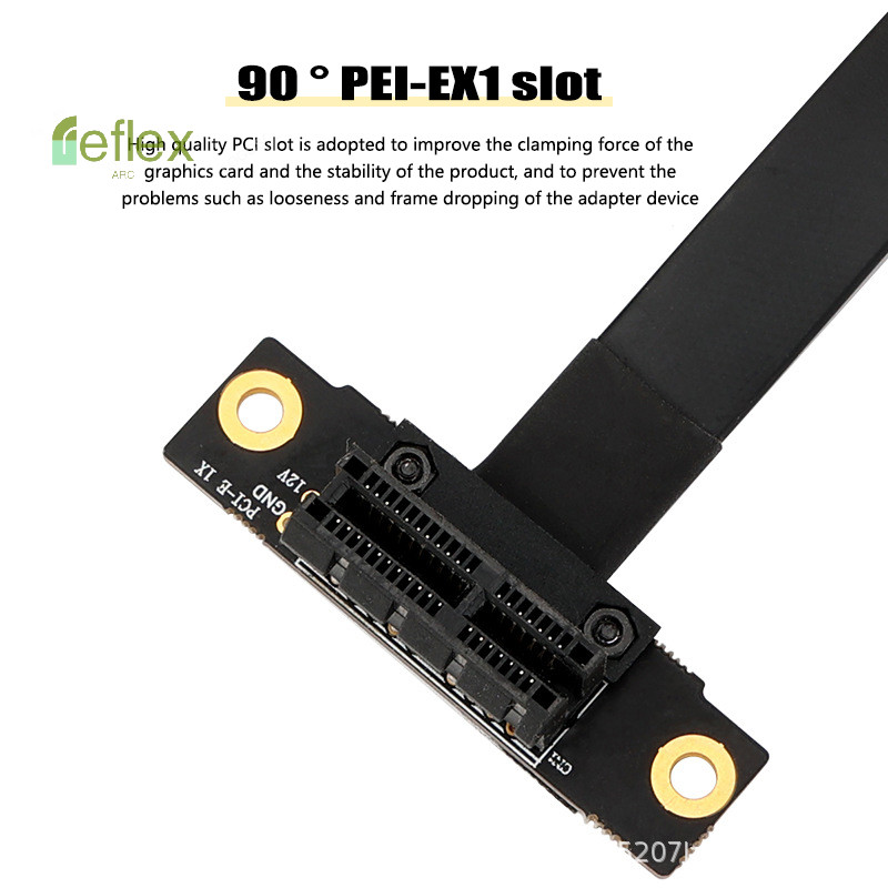 Reflex Arc Pcie X1 Riser Cable Dual 90 Degree Right Angle Extension