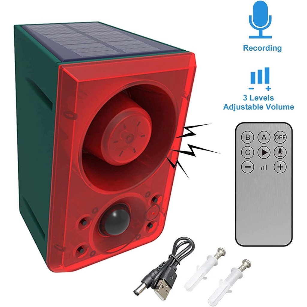 Solar Security Alarm Sound Alert 20s Sound Record Motion Sensor Alarm ...