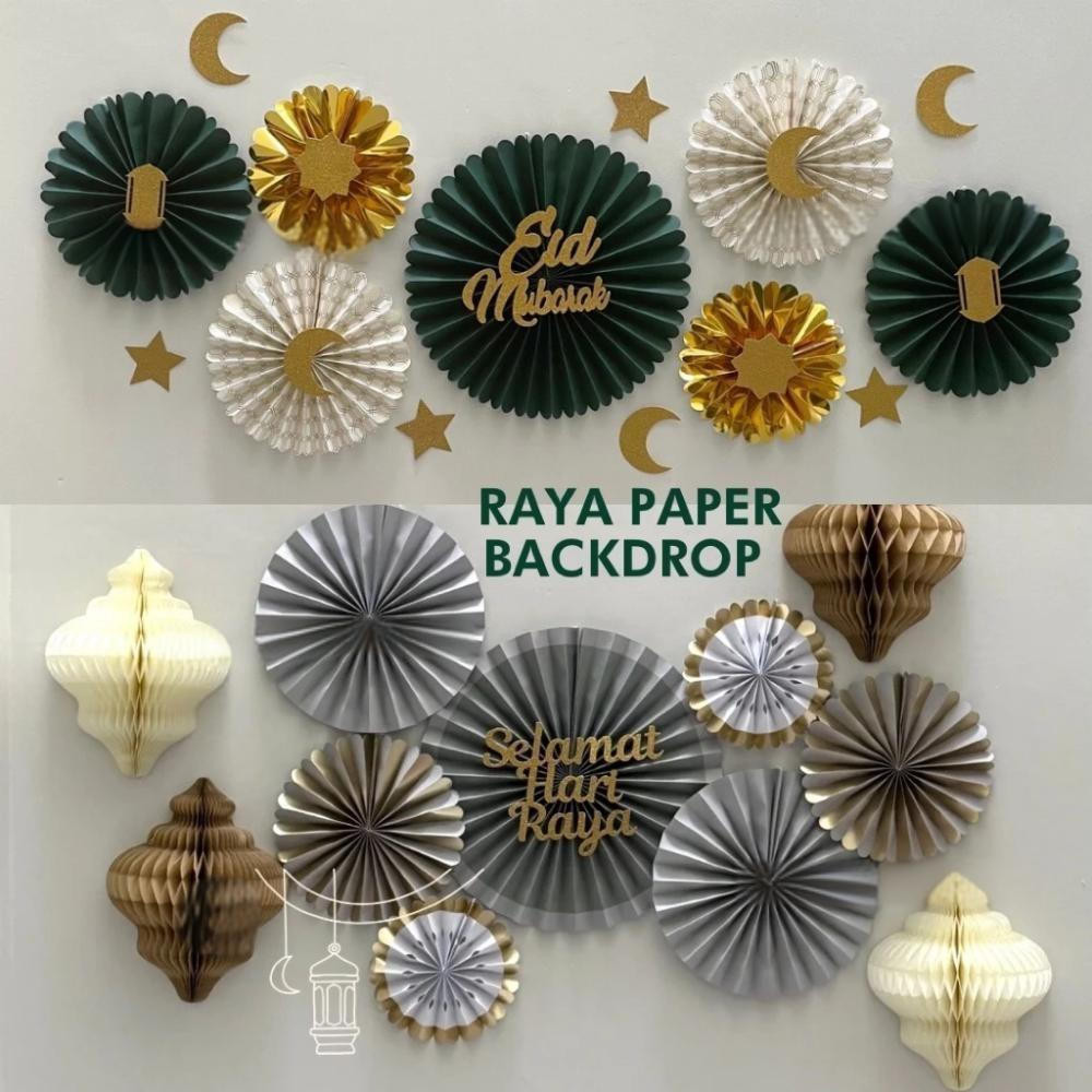 ins 2025 Raya Decoration Backdrop Eid Mubarak Paper Fans Ramadan Party ...