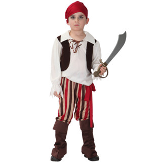 Child Deluxe Pirate Captain Hook Costume Boys Caribbean Fancy Dress Age  4-12