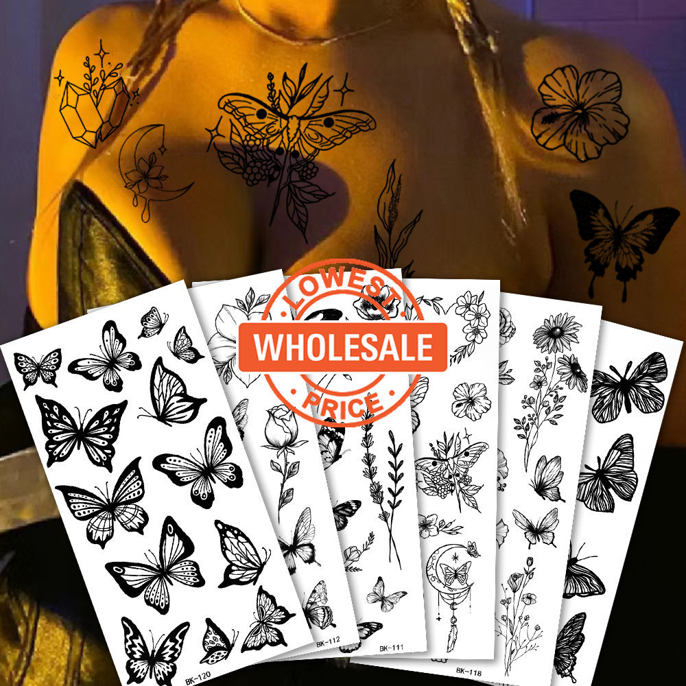 [ Wholesale ]Flower Butterfly Tattoos Sticker Adults Face Hands Body