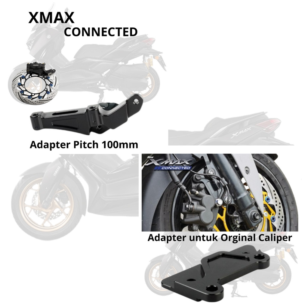 Connected disc Adapter Bracket Yamaha Xmax 250 disc 300mm Caliper ...