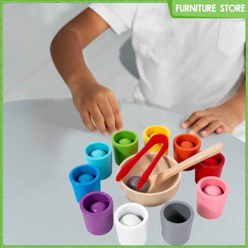 [Wishshopeelxj] Rainbow Balls in Cups Fine Motor Skill Training Sorting ...