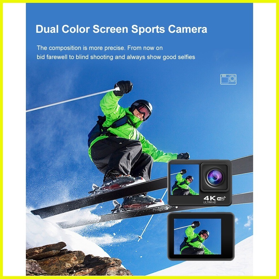 Ausek 4K dual screen Action Camera Remote Control WiFi Waterproof motor