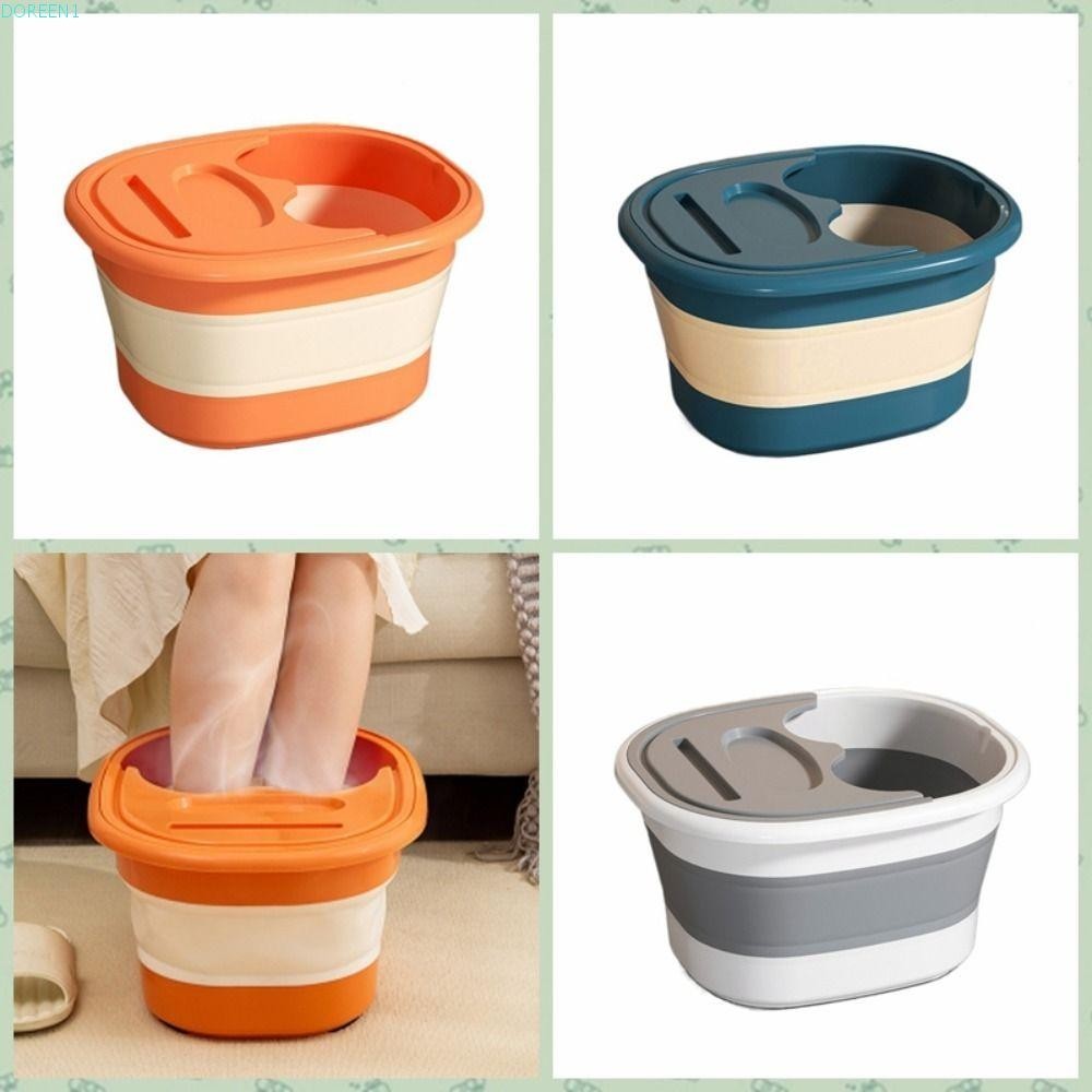 DOREEN1 Folding Foot Bath Tub, with Lid Plastics Folding Foot Basin