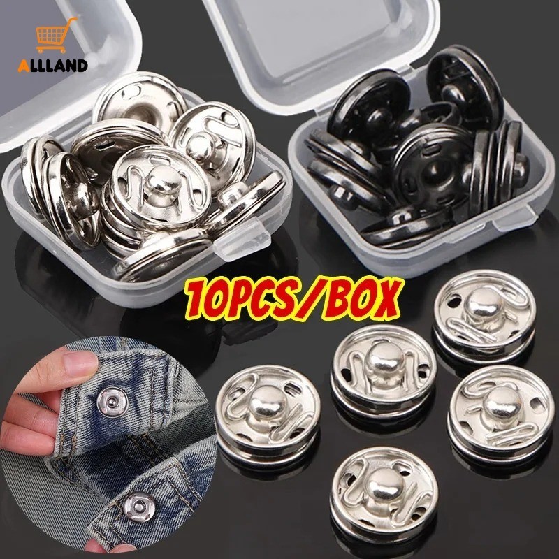 Wholesale 10pcs/ Box Metal Snap DIY Sew on Buttons 15mm Invisible ...