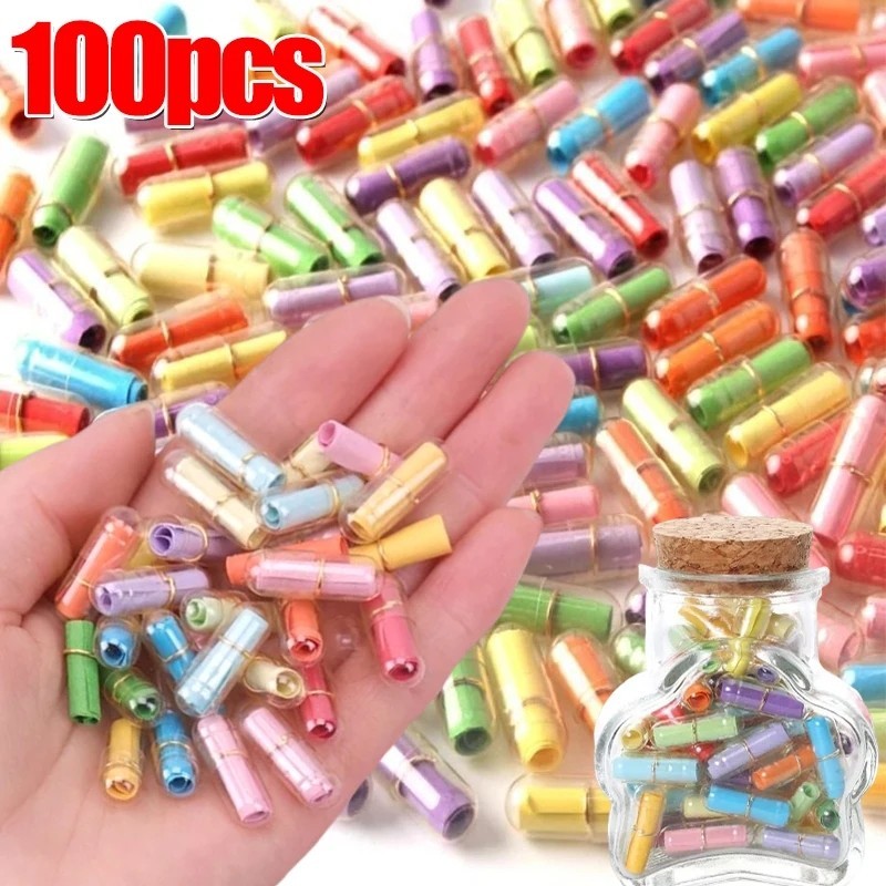 100Pcs [Love Secret]Mini Blank Message Capsule/Children Pill Shape ...