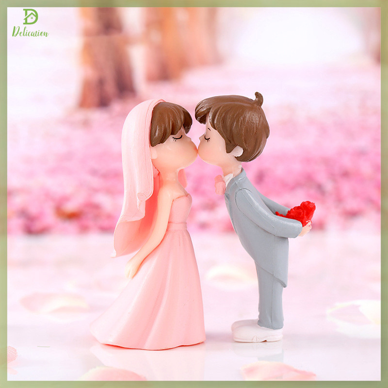 Delication 1 Pair Of Wedding Couple Figurines Garden Micro Landscape 