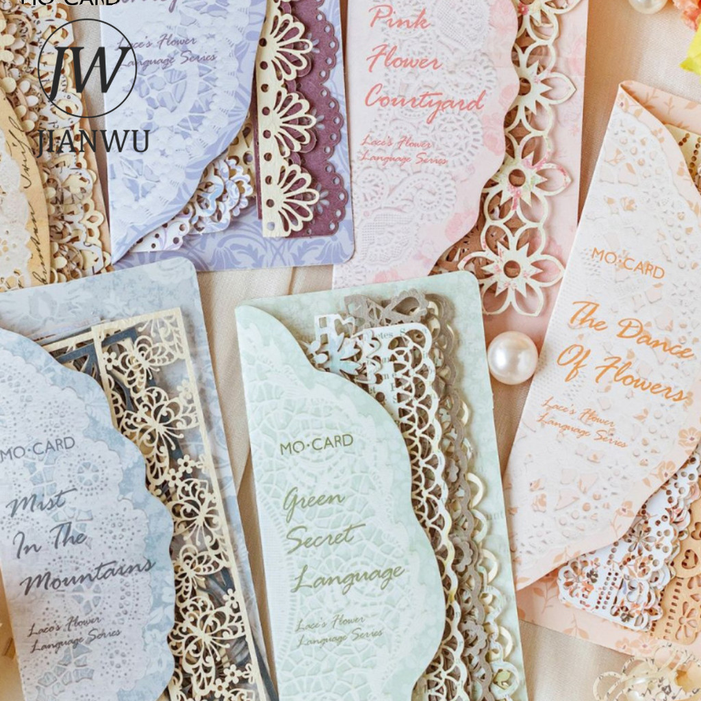 JIANWU 10 Sheets Lace Language Series Vintage Strip Hollow Material ...