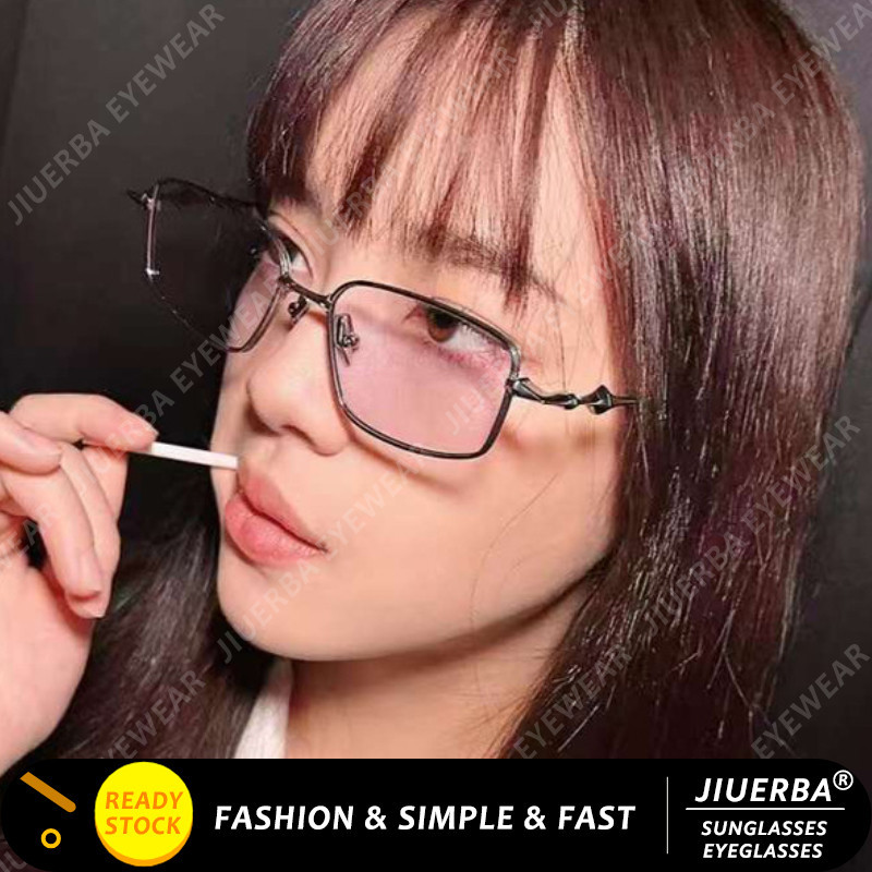 Jiuerba Metal Silver Frame Design Model Glasses Korean Fashion Small