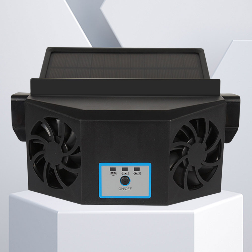 Air Circulation Fan 2 Heads Auto Cooling Fan 4500RPM Solar Car Cooler ...