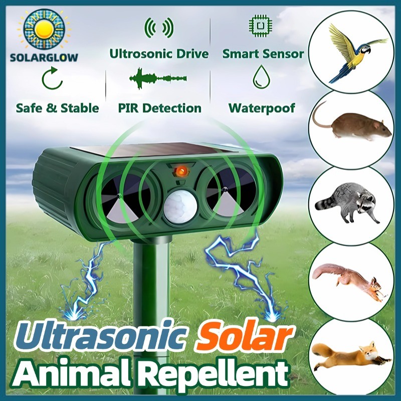 SG Ultrasonic Solar Powered Animal Repellent Outdoor Bird Mouse Snake ...
