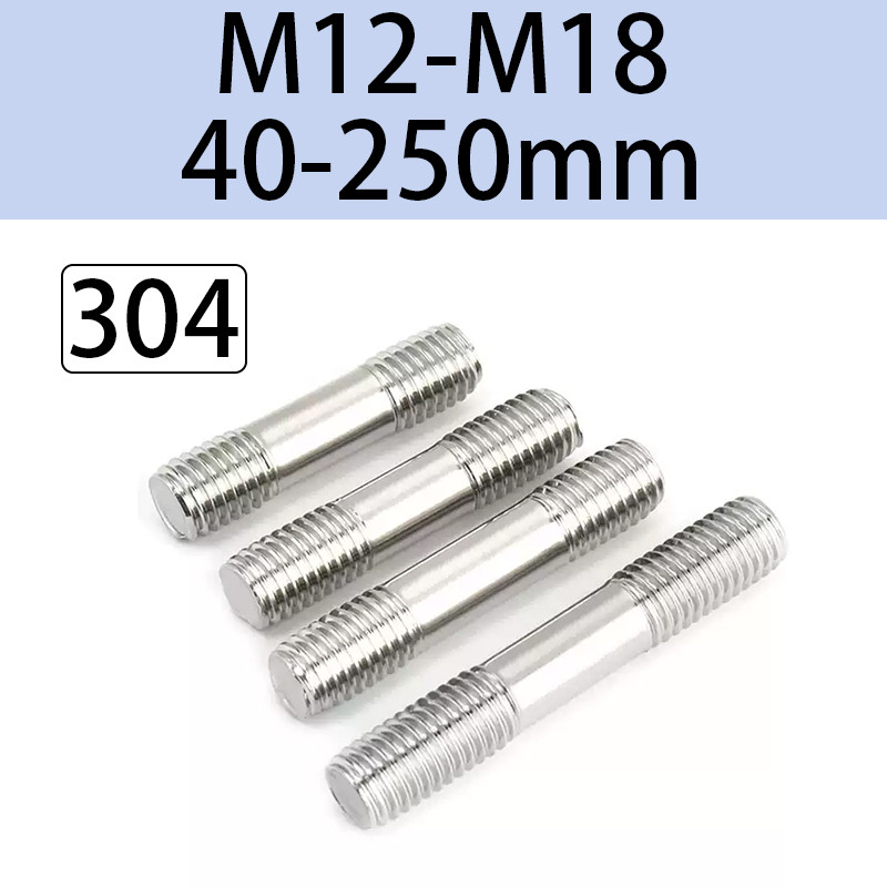 Stainless Steel 304 Double-End Threaded Studs - M3 To M16 Sizes, 20mm-250mm Length