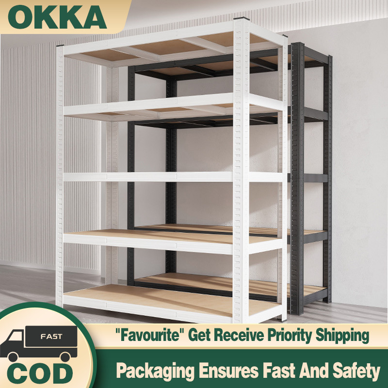 OKKA 6/5/4 Layer Metal Rack Steel Storage Shelves Boltless Rack Heavy ...