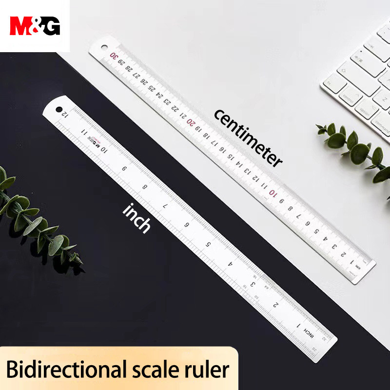 1pcs M&G ARL96027 Bidirectional Stainless Steel Ruler Student Drawing ...