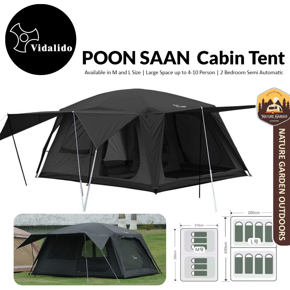 VIDALIDO Poon Saan Cabin Style Tent Semi-Automatic Waterproof ...