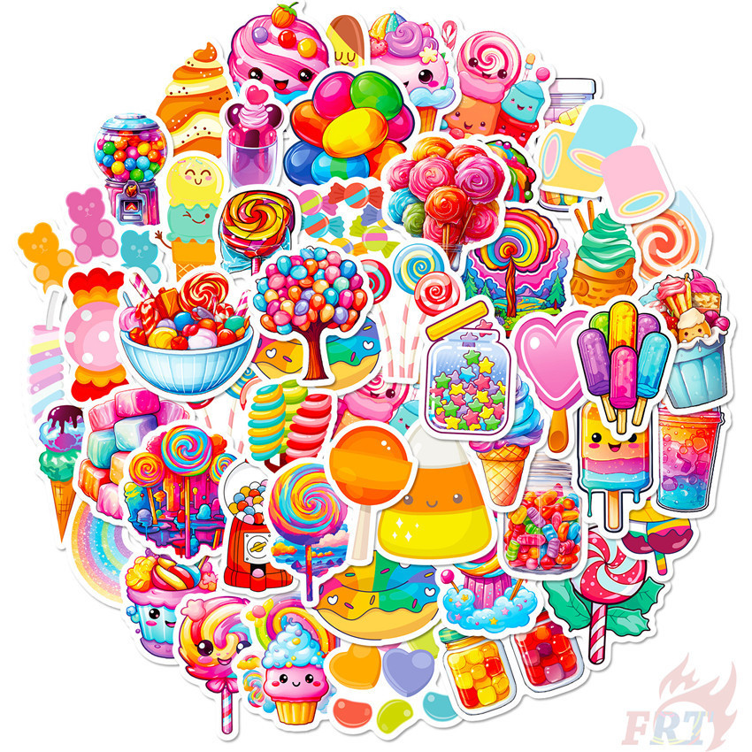 50Pcs/Set Colorful Candy Lollipop Dessert Series 01 Stickers DIY ...