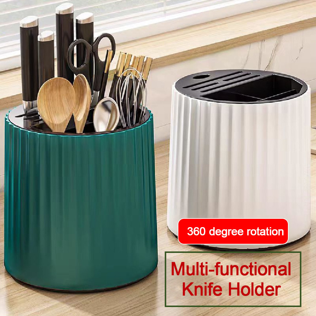 Kitchen Rotating Knife Holder 360 Degree Rotating Chopsticks Cutlery ...