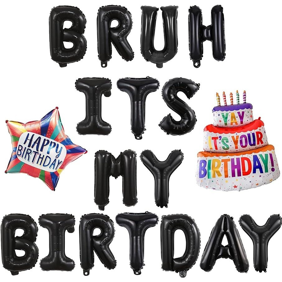 JOYMEMO Bruh Its My Birthday Decorations for Boy, Funny Birthday Banner It’s My Birthday