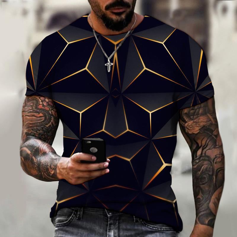 New Trend Fashion Hip Hop Harajuku Street 3D Diamond Print Pattern Men