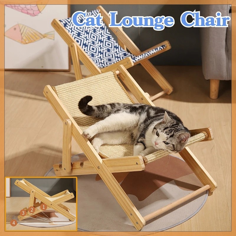【COD】Cat Scratcher Lounge Chair Folding Sisal Beach Chair Adjustable